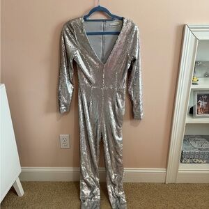 Urban Outfitters Silver Sequin Jumpsuit
